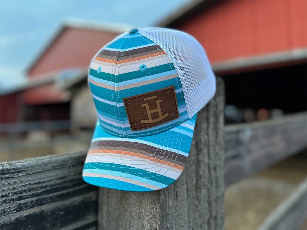 Rocking Bar H Rancher's Wife Teal Stripe Hat