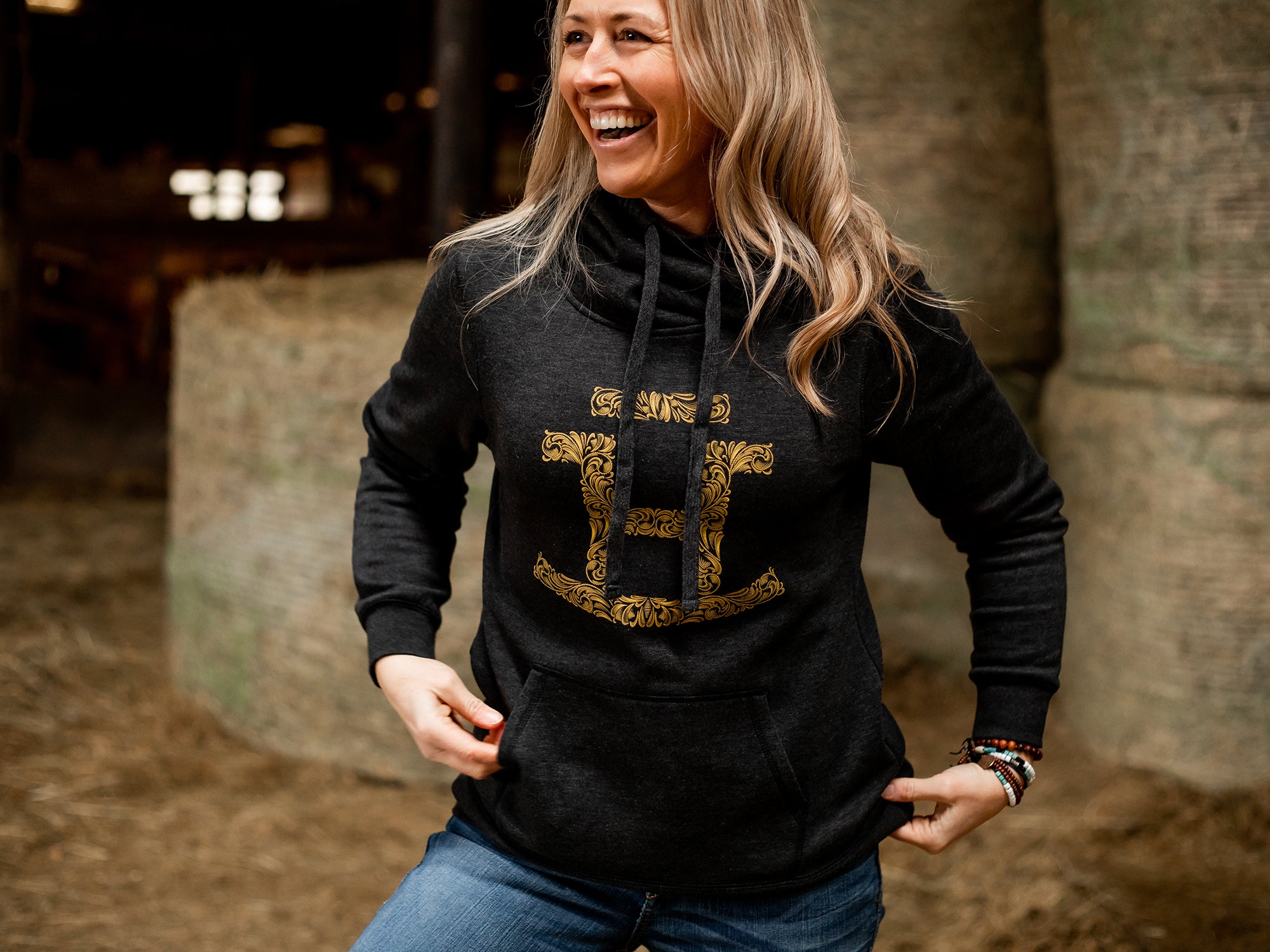 Rocking Bar H Ladies Leatherworks Cowl Hoodie